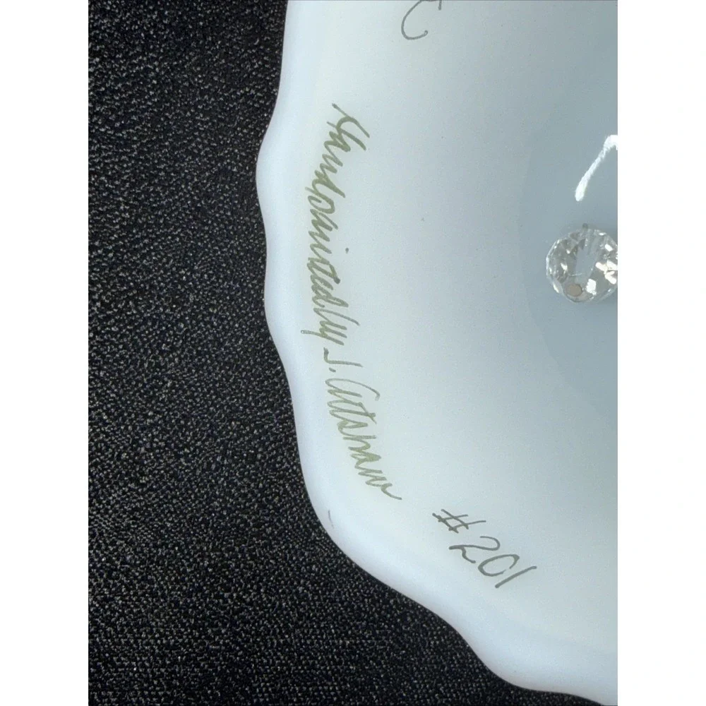 Vintage Fenton Burmese Satin Glass Bell Hand Painted Signed Fenton Family Member